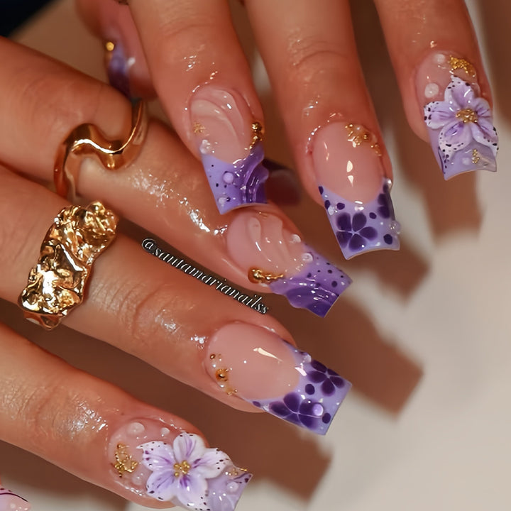 Artistic Floral Press-On Nail Design Kalsten