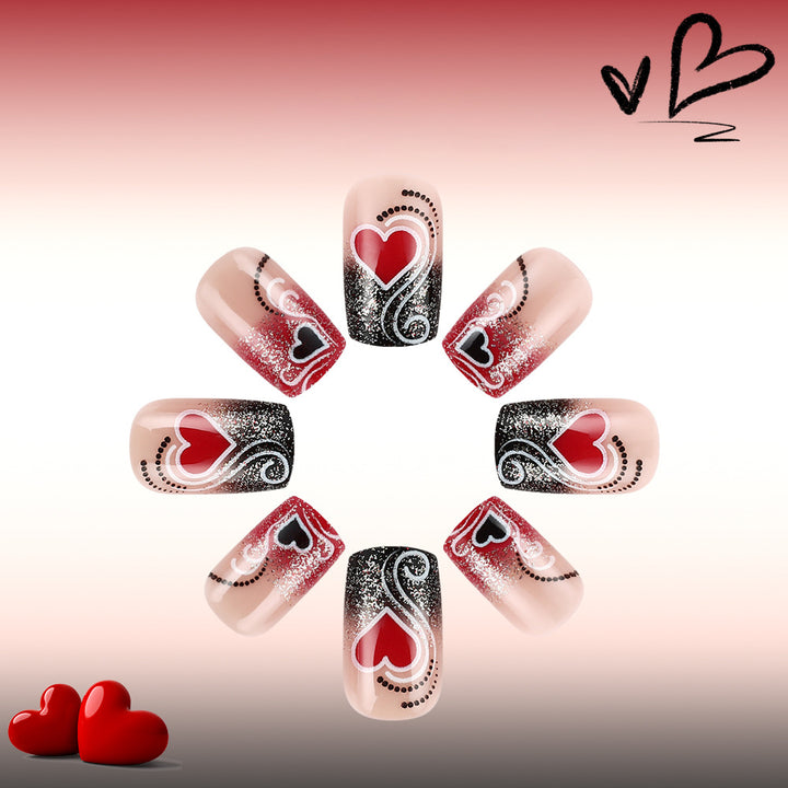 Heart-Embellished Glamorous Nail Art Set Kalsten