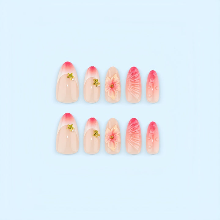 Artificial nails with flower and glitter accents Kalsten