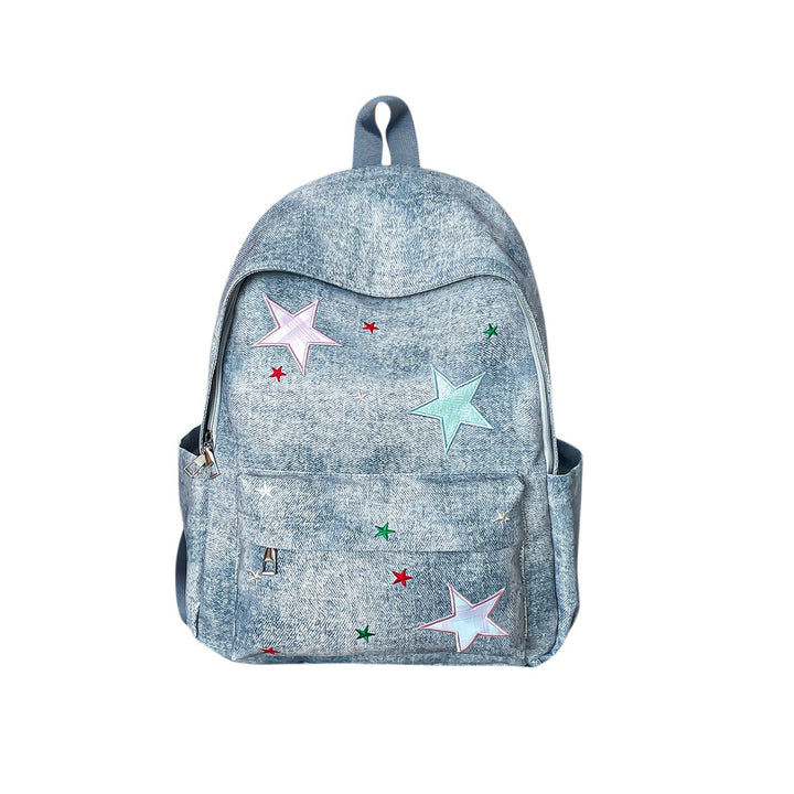 Casual Star-Print Denim Backpack Kalsten