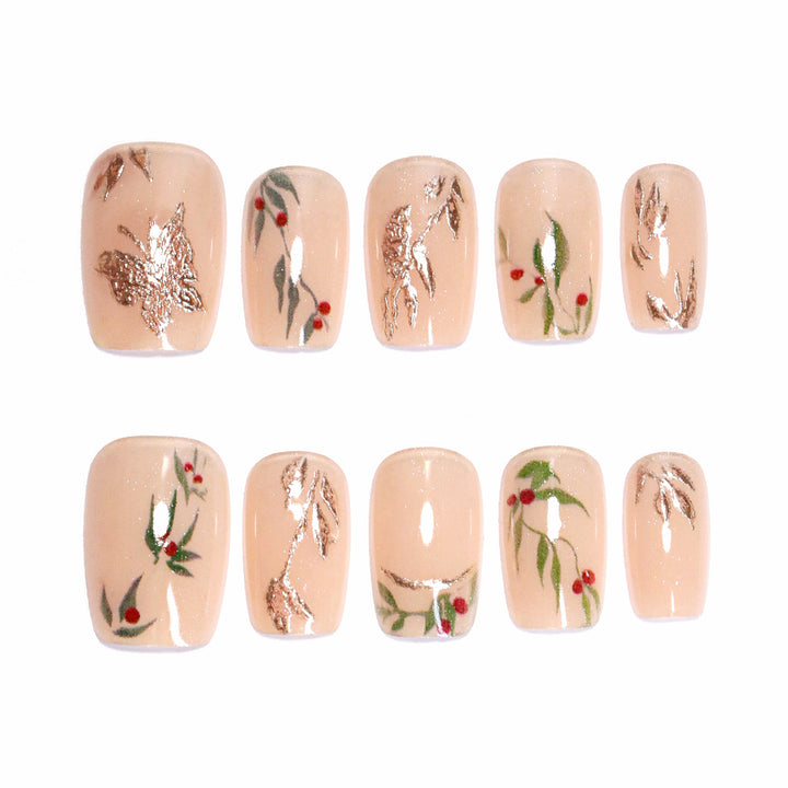 Artistic nail extensions with floral patterns Kalsten