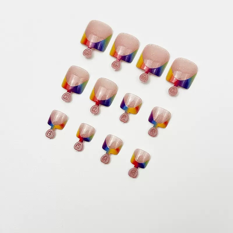 Foot art nail set with creative gradient and shiny accents Kalsten