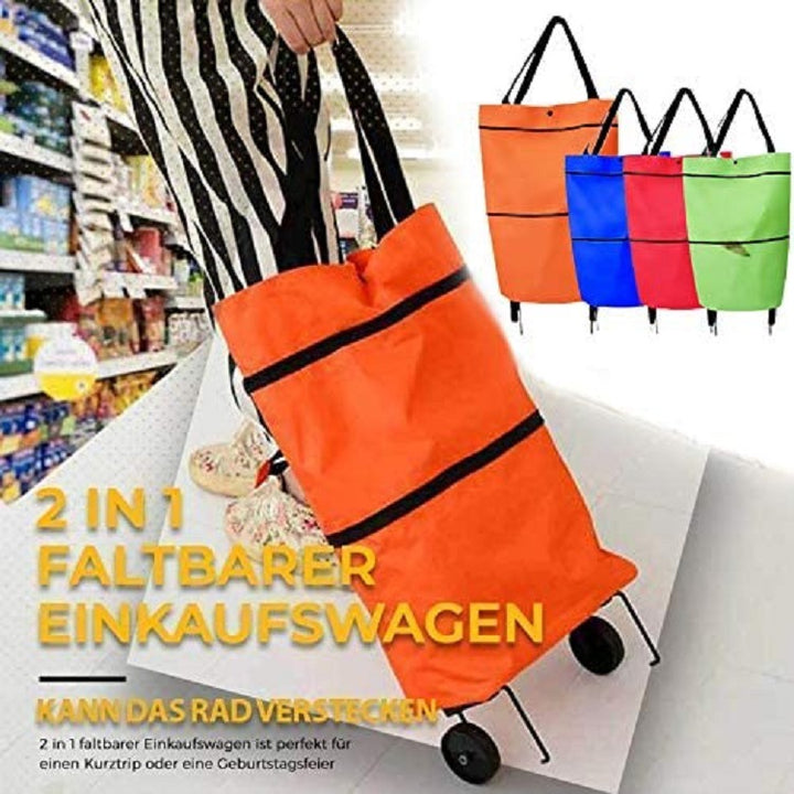 Flower Shopping Cart Bag With Reinforced Wheels And Double Front Pockets