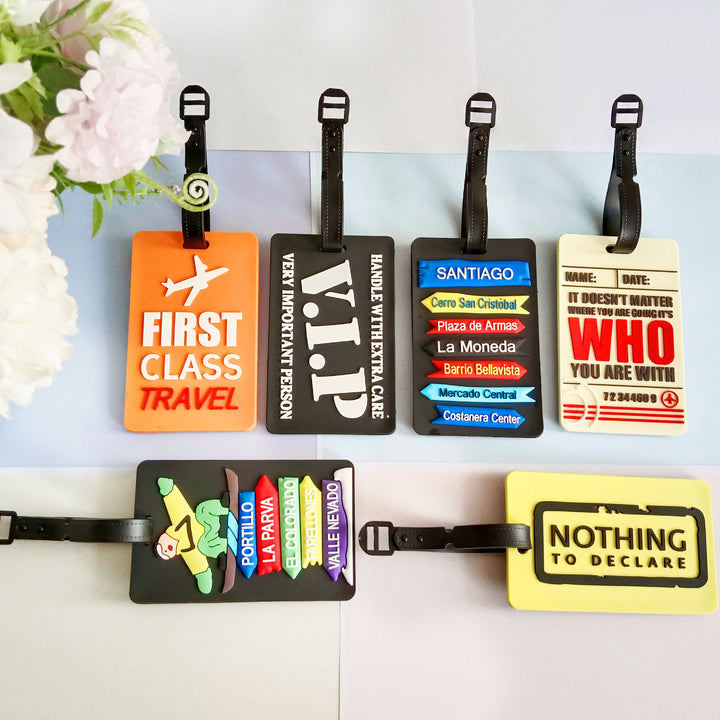 Unisex luggage tag made of durable silicone with airplane motif Kalsten