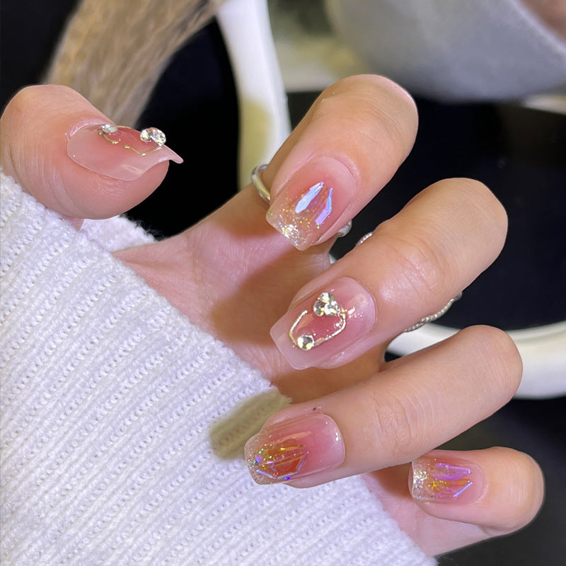 Decorative Acrylic Press-On Nails with Rhinestone Accents Kalsten
