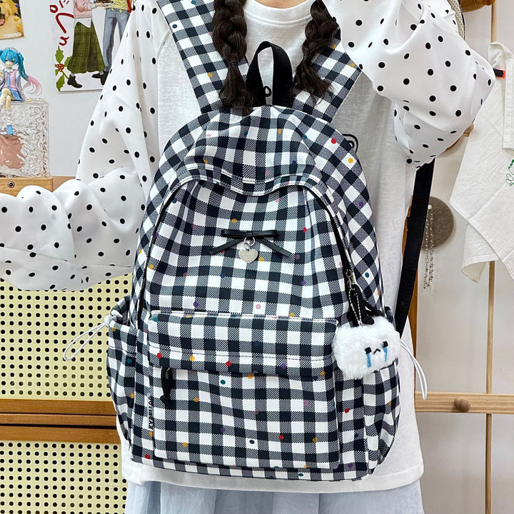 Playful Checked Pattern Backpack Kalsten