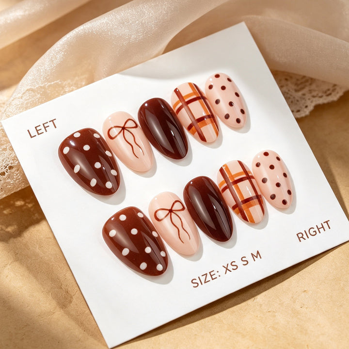Artistic Autumn-Themed Press-On Nail Set