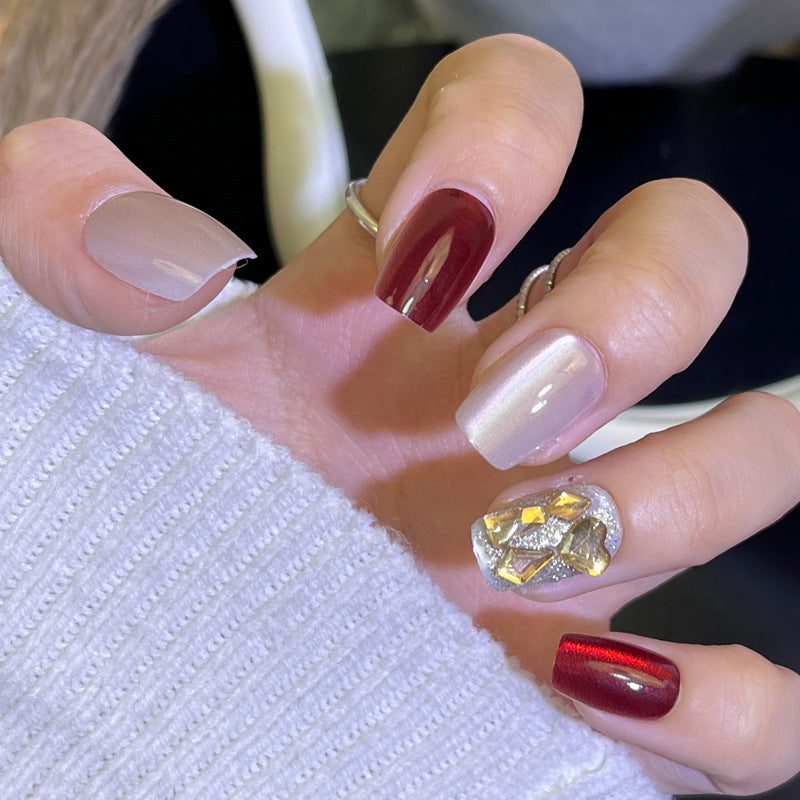 Decorative Press-On Nail Art Set with Sparkling Accents Kalsten
