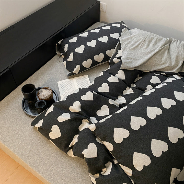 Cozy flannel bedding set with minimalistic tree pattern and reversible function