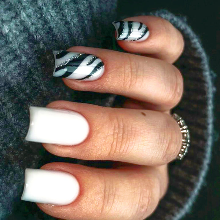 Zebra Striped Nail Art Extensions Kalsten