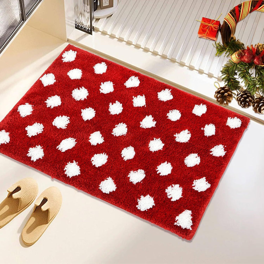 Plush Polka Dot Bath Mat Kalsten