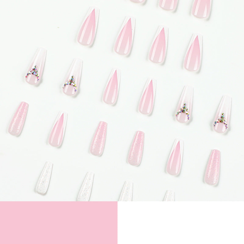 Artful Nail Extensions with Glitter and Rhinestone Accents Kalsten