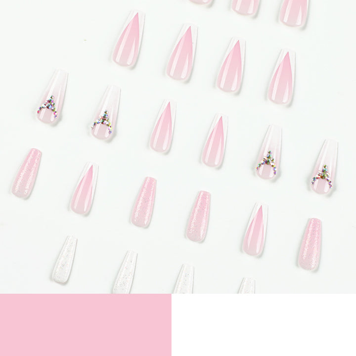 Artful Nail Extensions with Glitter and Rhinestone Accents Kalsten