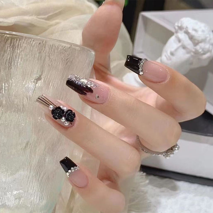 Decorative Rhinestone-Embedded Press-On Nails Kalsten
