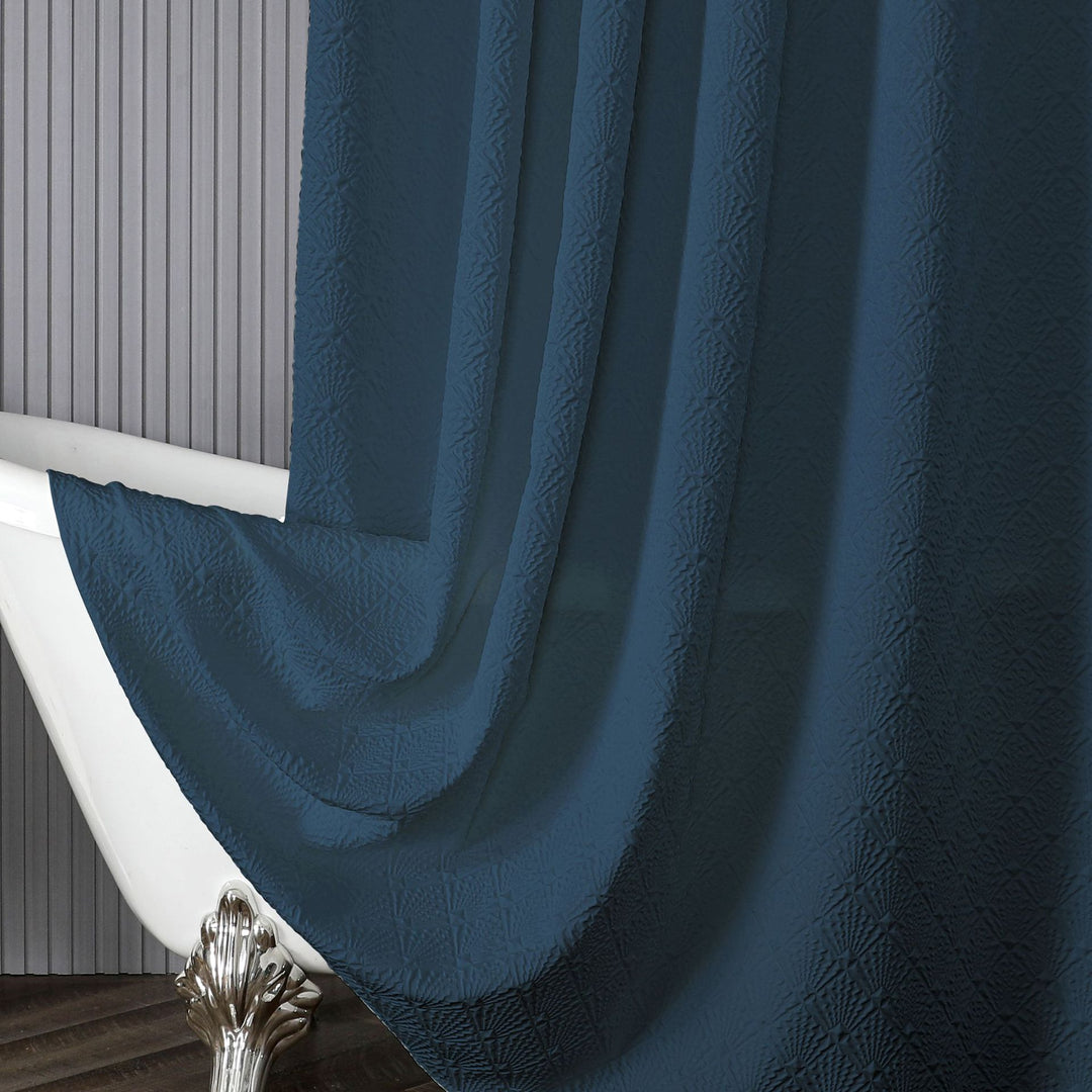 Textured Leaf Motif Shower Curtain Kalsten