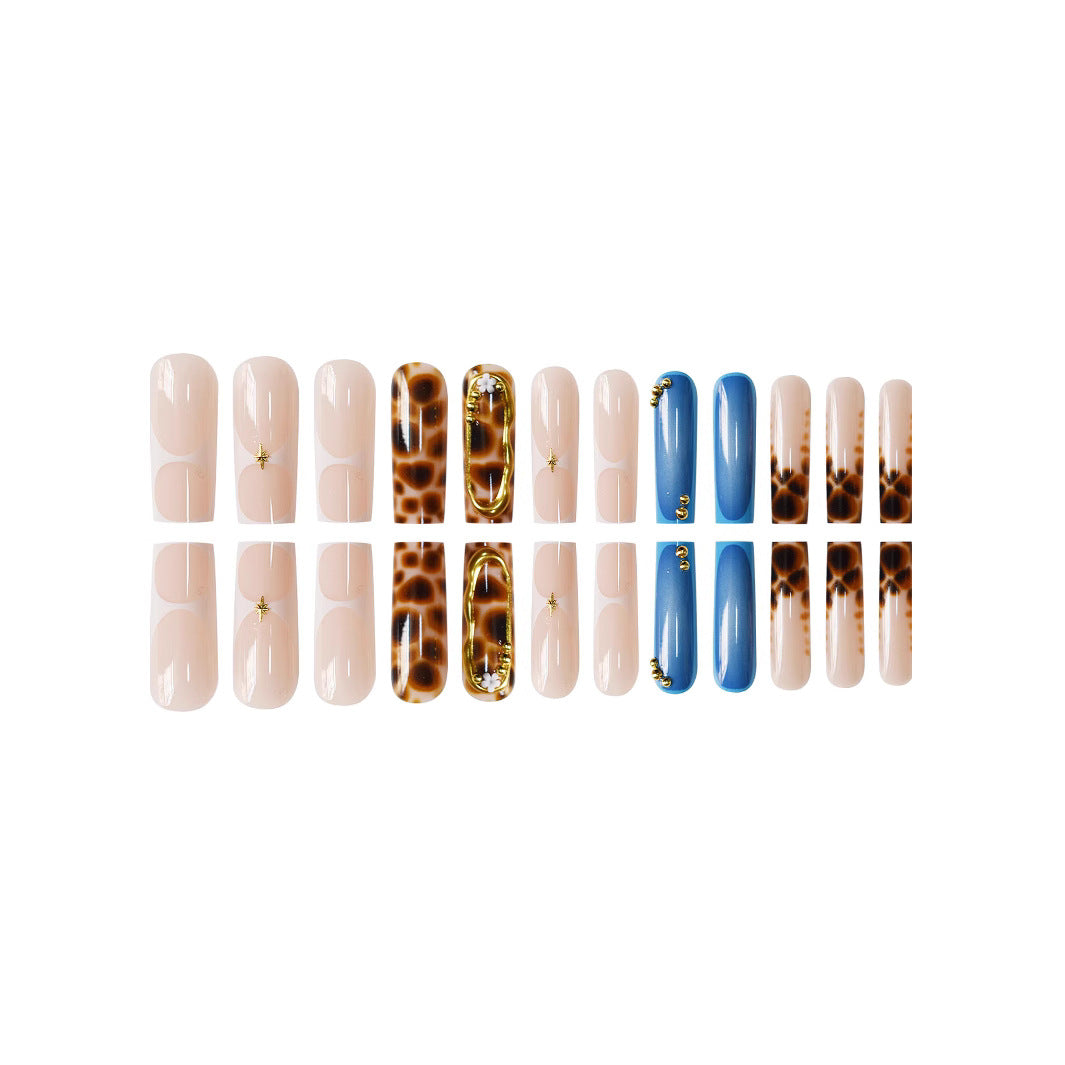 Artistic Press-On Nail Set with Unique Giraffe Pattern Kalsten