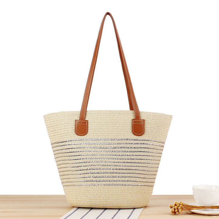 Straw bag in modern stripe look Kalsten
