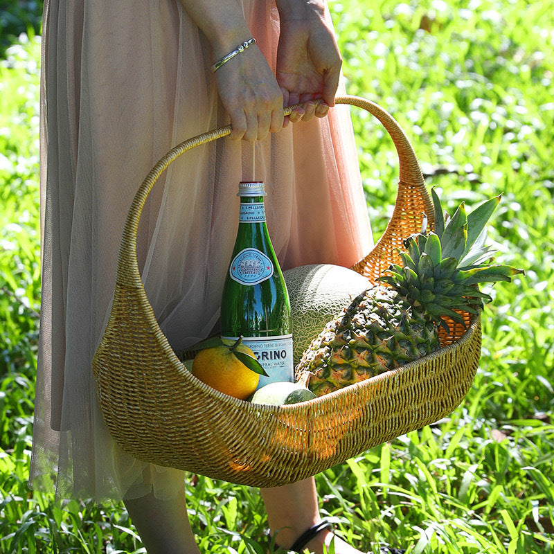 Ladies Handcrafted Rattan Basket with Elegant Contour Kalsten