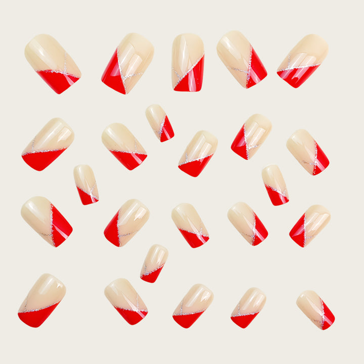 Artificial nails with luxurious gold and red accent design Kalsten
