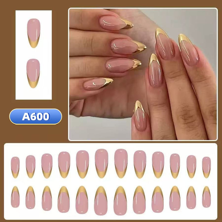 Artificial nail set with elegant gold tip design Kalsten