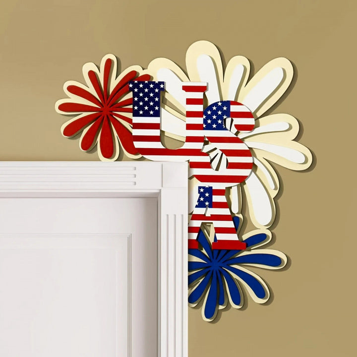 Unisex nan patriotic door and wall corner decoration made of wood with USA lettering Kalsten