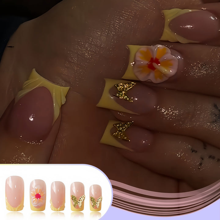Artistic Floral Press-On Nail Design Kalsten