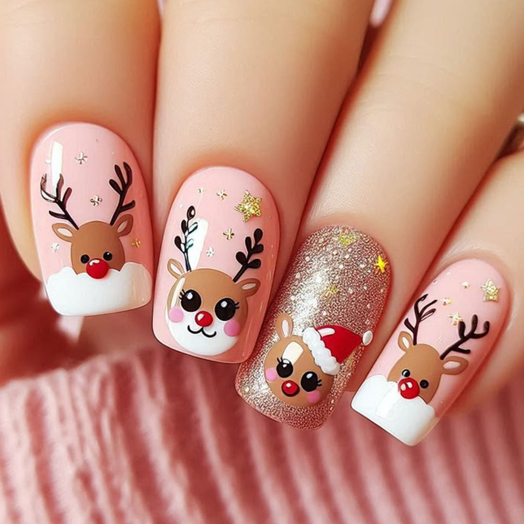 Holiday-Themed 3D Reindeer Nail Art Set Kalsten