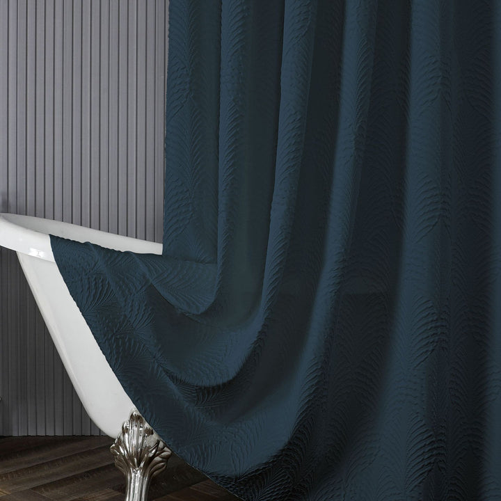 Textured Leaf Motif Shower Curtain Kalsten
