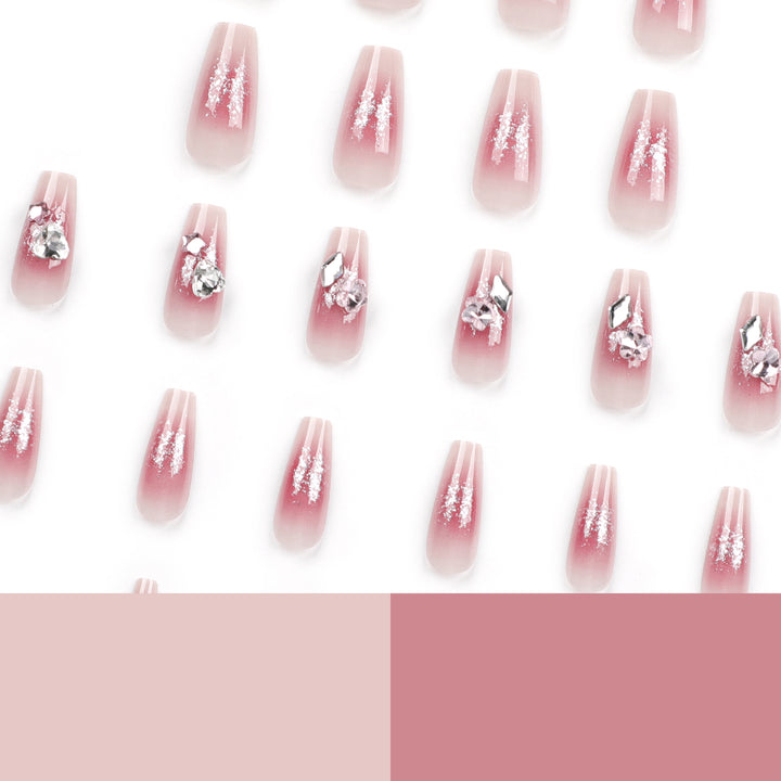 Glamorous artificial nails with glitter and crystal embellishment Kalsten