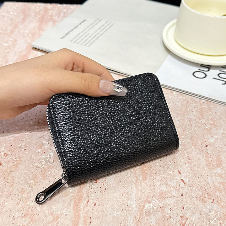 Compact RFID-Blocking Zipper Wallet