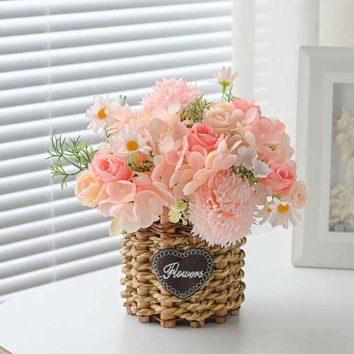 Artificial Floral Arrangement in Woven Basket