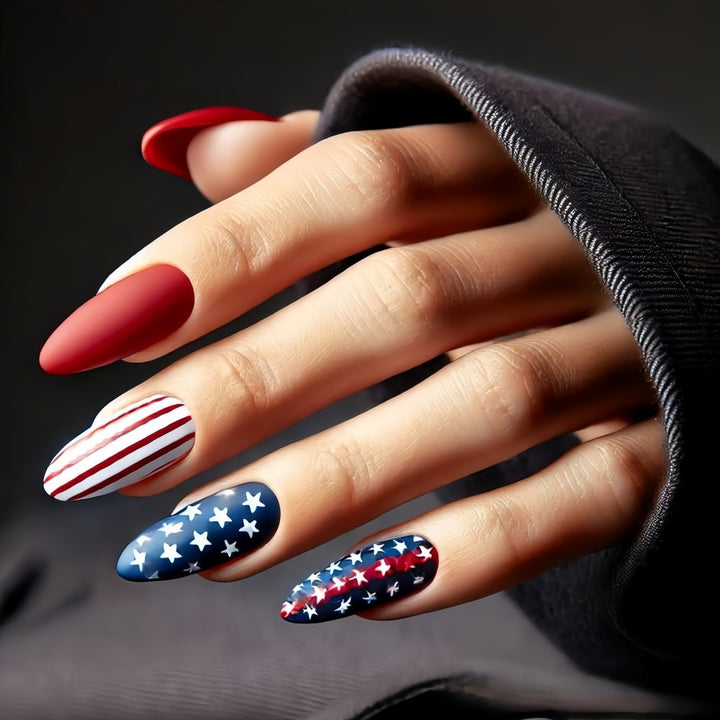 Creative nail art with patriotic designs Kalsten