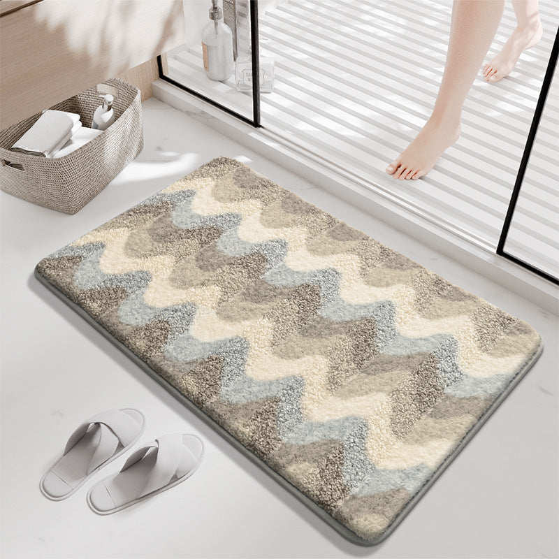 Modern Wave-Pattern Bath Mat