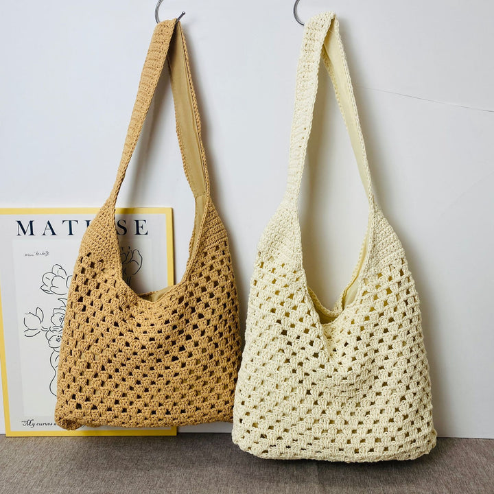 Hand-knotted shoulder bag in modern net design Kalsten