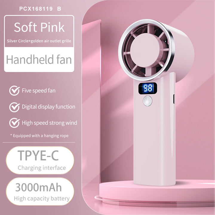 Unisex handheld fan with digital display and five speed levels Kalsten