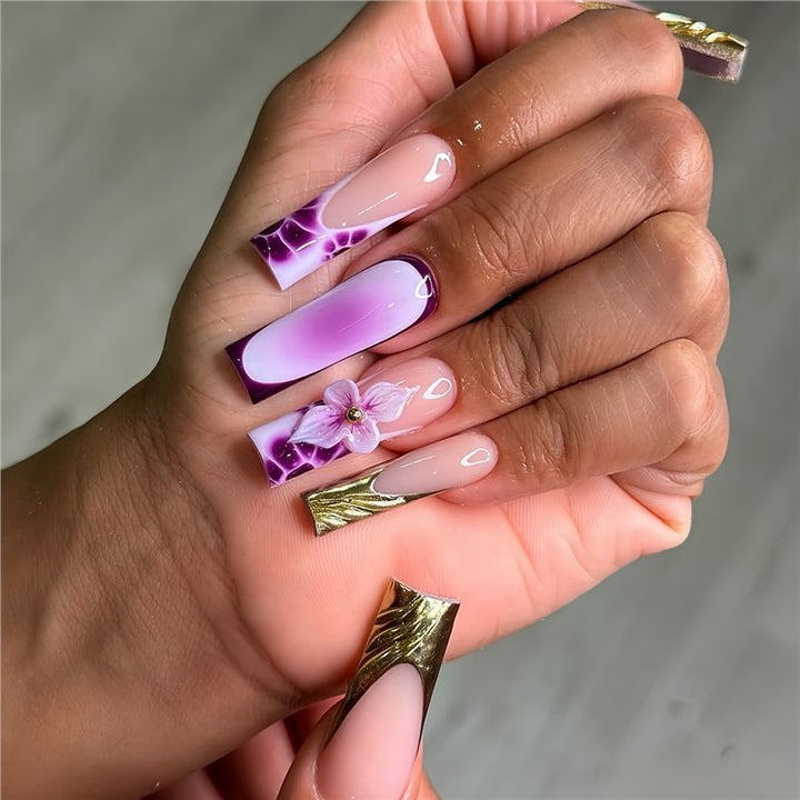 Floral Acrylic Nail Art Extensions Kalsten