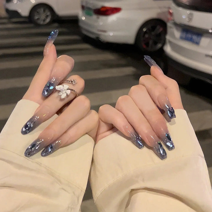 Glamorous artificial nails with heart accents Kalsten