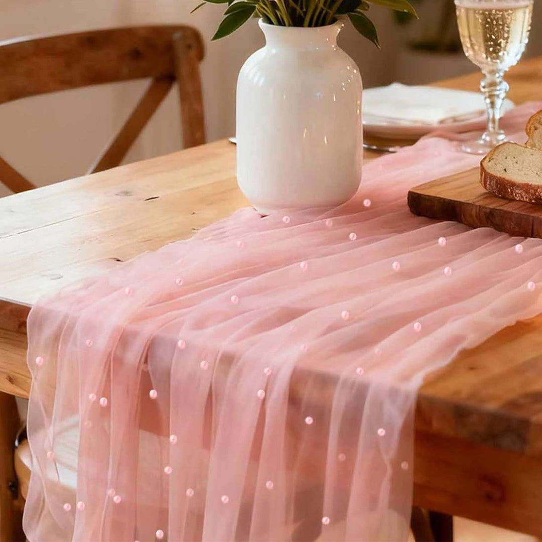 Elegant Table Runner with Pearl Detailing Kalsten