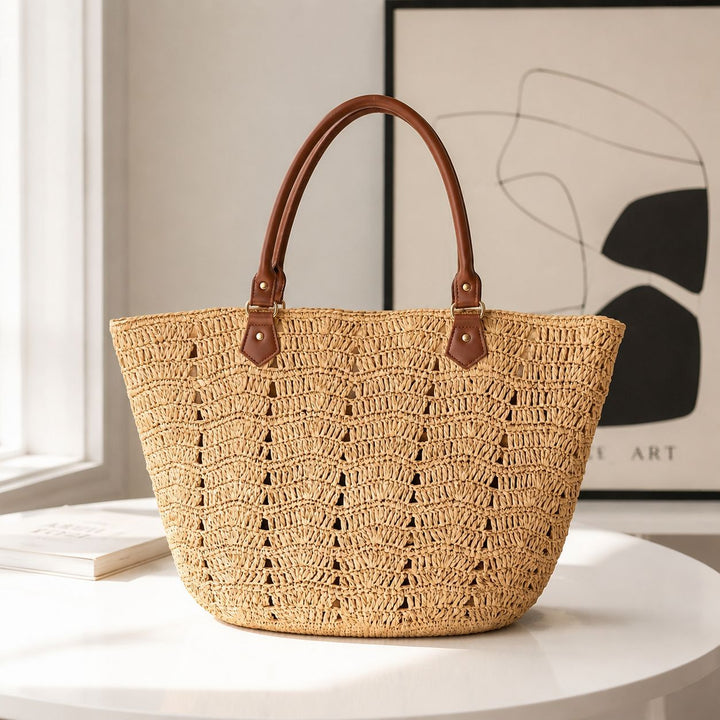 Beach chair bag with braided design and comfortable leather handles Kalsten