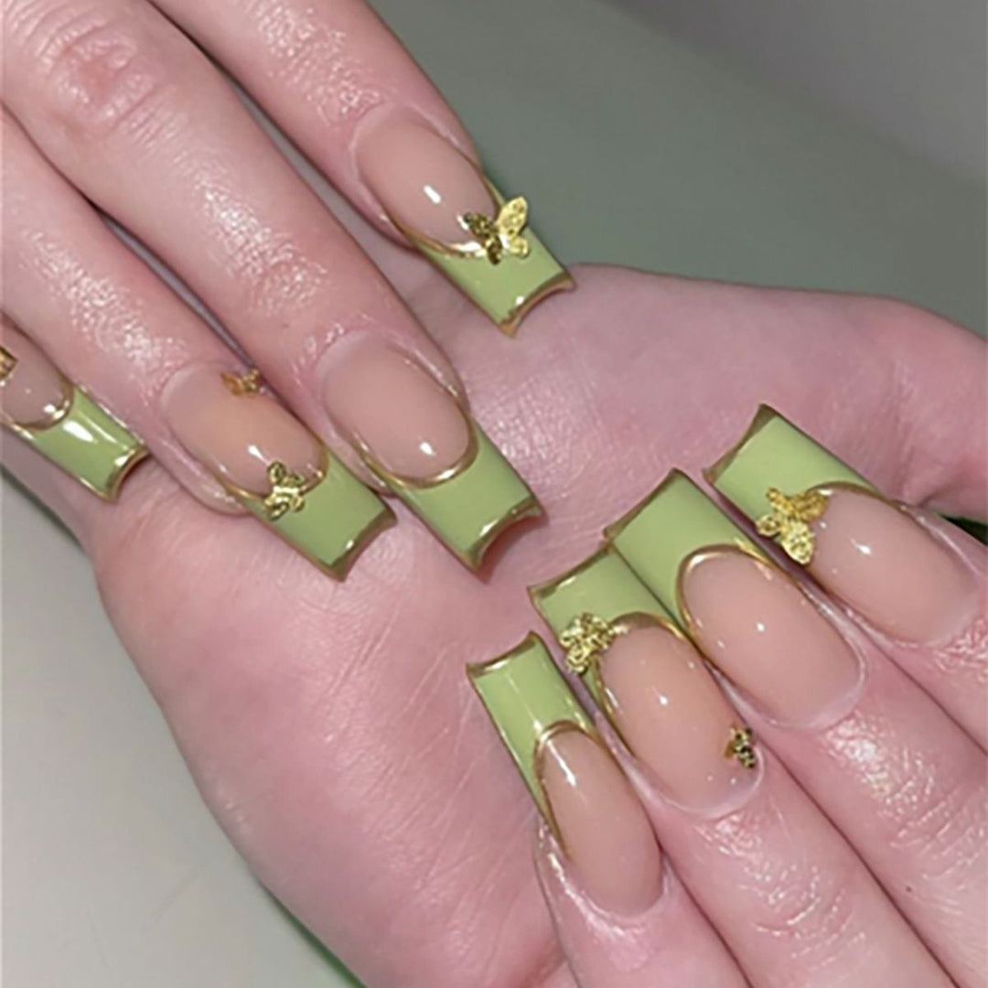 Artistic Press-On Nail Set with Celestial Design Kalsten