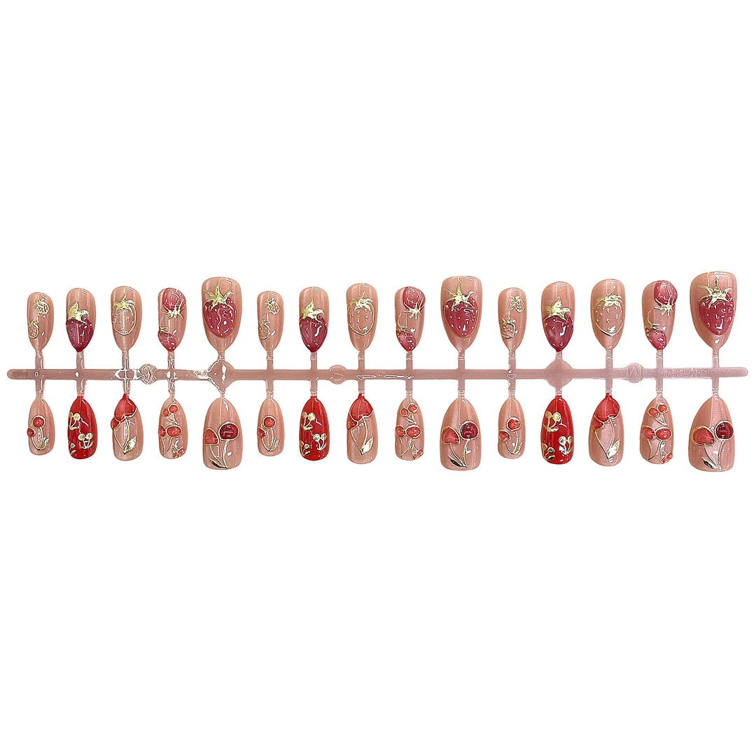 Artistic Floral-Accent Press-On Nails Set Kalsten