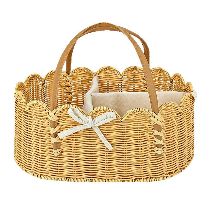 Charming storage basket with leather handles Kalsten