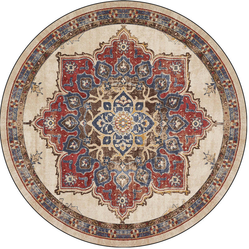 Round Vintage Floral Area Rug