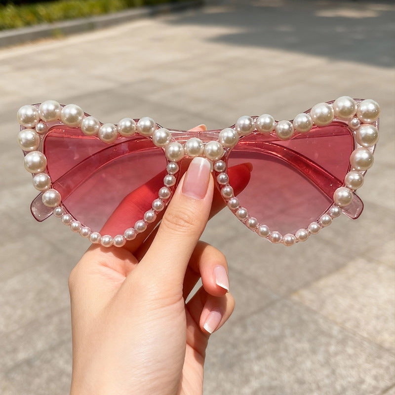 Decorative Pearl-Embellished Cat-Eye Sunglasses Kalsten