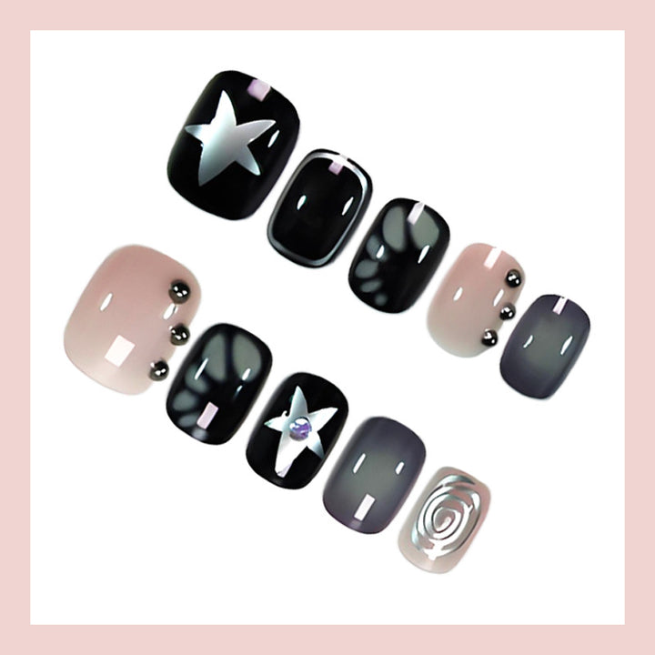Artificial nail set with creative star and glitter designs Kalsten