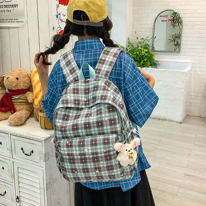 Stylish Multi-Pocket Plaid Backpack Kalsten