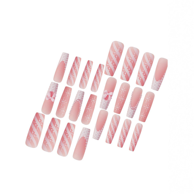 Decorative Press-On Nail Art with Pearl and Bow Accents Kalsten