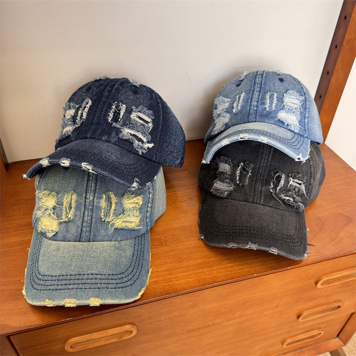 Women's Distressed Denim Adjustable Baseball Cap Kalsten