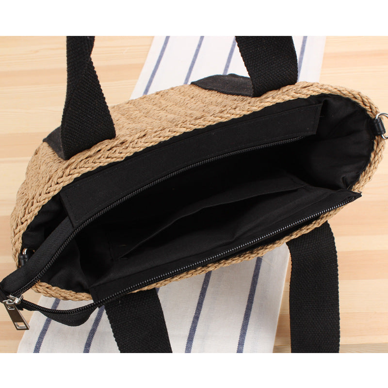 Elegant Braided Handbag with Contrasting Shoulder Straps Kalsten