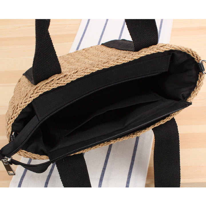 Elegant Braided Handbag with Contrasting Shoulder Straps Kalsten